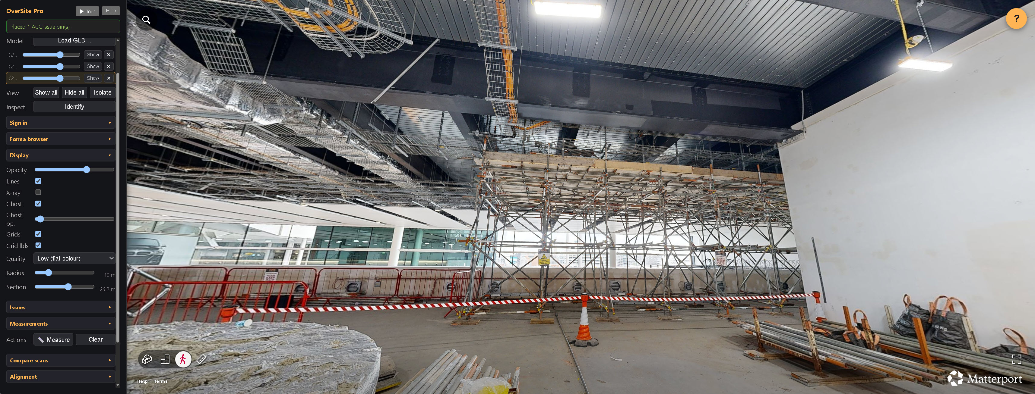 A live construction site scan, as built